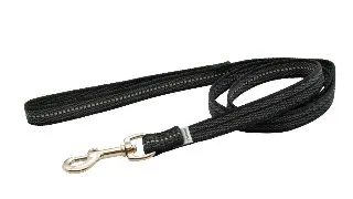 Lesa Herm. Sprenger din nailon pentru dresaj cu insertie cauciucata cu maner - Negru - 120 cm