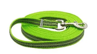 Lesa lunga Sprenger din chinga pentru dresaj cu insertie cauciucata - 5m - Verde