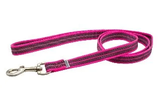 Lesa Herm. Sprenger din nailon pentru dresaj cu insertie cauciucata cu maner - Roz - 120 cm