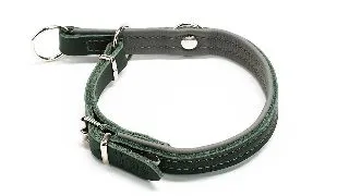Zgarda combi culisanta din piele cu opritor - Verde-Gri - 35 cm