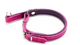 Zgarda combi culisanta din piele cu opritor - Roz-Mov - 35 cm