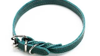 Zgarda roz din piele cu ornament cusut - Verde - 45 cm