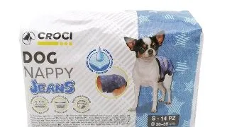 Scutece pentru caini, Croci Dog Nappy, model jeans, S-M, 30-39 cm