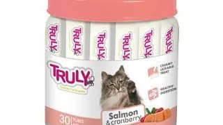 Recompense cremoase pentru pisici Truly, somon si merisoare, 420g, 30 bucati