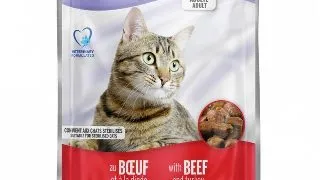 Hrana umeda pentru pisici Plaisir, Sterilizat, Vita si curcan, 100g