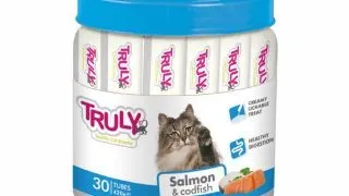 Recompense cremoase pentru pisici, Truly, somon si cod, 420g, 30 bucati