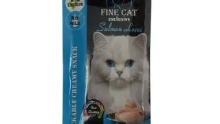 Recompense cremoase pentru pisici Fine Cat Exclusive, Somon, 4 x 15g
