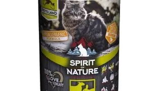 Hrana umeda pentru pisici Spirit of Nature, Miel si iepure, Hipoalergenic, 75% carne, 6 x 415g