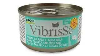 Hrana umeda pentru pisici Croci Vibrisse, Pui, peste Tilapia si alge Kelp, 70g