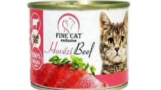 Hrana umeda pentru pisici Fine Cat Exclusive, 100% carne, cu Vita, 200g