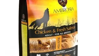 Hrana uscata pentru caini Ambrosia Adult, Pui si somon, hipoalergenic, fara cereale, 12kg