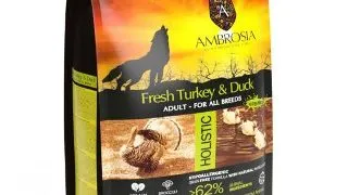Hrana uscata pentru caini Ambrosia Adult, Curcan si rata, hipoalergenic, fara cereale, 12kg