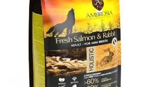 Hrana uscata pentru caini Ambrosia Adult Mini, Somon si iepure, hipoalergenic, fara cereale, 5kg