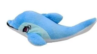 Jucarie pentru caini Pet Expert, Delfin, Albastru Roz, 18 cm