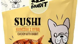 Recompense pentru caini Mr. Bandit SUSHI, pui si peste 80g