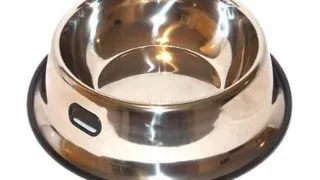 Castron inox caini cu margine cauciuc 0.9 L