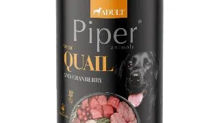 Hrana umeda pentru caini PIPER DOG, prepelita si merisoare 400g