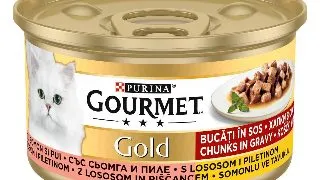 Hrana umeda pentru pisici Gourmet Gold, Somon si Pui, 85 g 85g