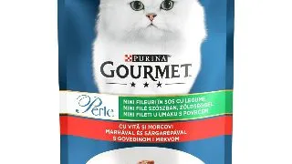 Hrana umeda pentru pisici Gourmet Perle, Mini Fileuri in Sos Vita si Morcovi, 85 g 85g