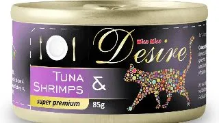 Hrana Umeda Pisici DESIRE Ton File si Creveti in Gelatina 85g 85g