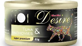 Hrana Umeda Pisici DESIRE Ton File si Ansoa in Gelatina 85g 85g