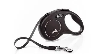 FLEXI New Classic lesa automata cu banda pentru caini, negru, marimea S, 5 m