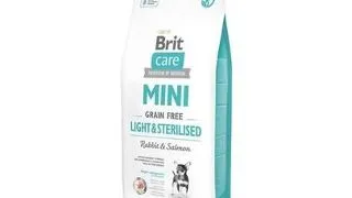 BRIT Care Grain Free Mini Light&Sterilised hrana uscata caini adulti talie mica cu tendinta de ingrasare, somon si iepure 2 kg