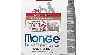 MONGE Mini Puppy&Junior hrana uscata pentru catelusi de talie mica, cu miel si orez 2,5 kg