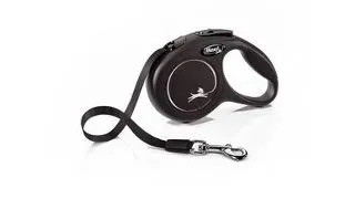 FLEXI New Classic lesa automata cu banda pentru caini, negru, marimea XS, 3 m