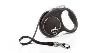 FLEXI Black Design lesa automata cu banda pentru caini, negru, marimea S, 5 m