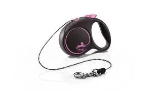 FLEXI Black Design lesa automata cu sir pentru caini, negru cu roz, marimea XS, 3 m
