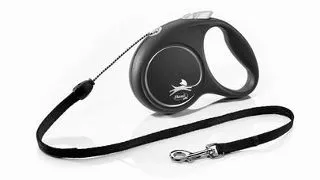 FLEXI Black Design lesa automata cu sir pentru caini, negru, marimea S, 5 m