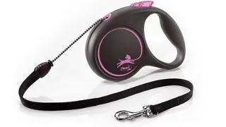 FLEXI Black Design lesa automata cu sir pentru caini, roz, marimea M, 5 m