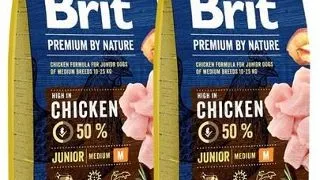 BRIT Premium By Nature Junior Medium M hrana uscata caini juniori talie medie, cu pui 30 kg (2 x 15 kg)
