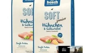BOSCH Soft Junior Hrana uscata cu pui si cartofi dulci pentru cainii junior 2 x 12,5 kg + recompense sticks 7 buc