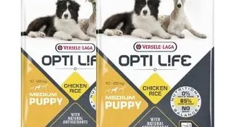 VERSELE-LAGA Opti Life Puppy Medium hrana uscata pentru caini juniori de talie medie, cu pasari de curte (2 x 12,5 kg)