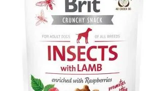 BRIT Care Dog Crunchy Crakcer Insect&Lamb 200 g recompense crocante pentru caini, cu insecte si miel