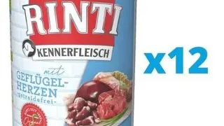 RINTI Kennerfleisch Poultry hearts 12 x 400 g hrana caini, cu inimi de pasare