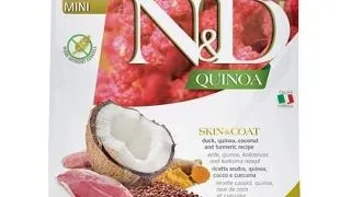 FARMINA N&D Quinoa Mini Skin&Coat hrana caini talie mica 800g rata si nuca de cocos