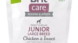 BRIT Care Sustainable Junior Large Breed 1 kg Hrana uscata catei de talie mare, cu pui si insecte