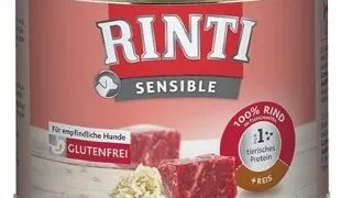 RINTI Sensible hrana umeda pentru caini adulti cu alergii alimentare, cu vita si orez 185 gr