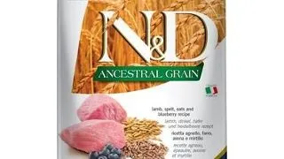 N&amp;D Low Grain Dog Lamb &amp; Blueberry Puppy Medium &amp; Maxi Sac hrana catei talie medie si mare, cu miel si afine 12 kg