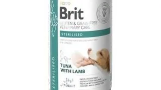 BRIT Grain Free Veterinary Care Sterilised 400 g Hrana umeda caini sterilizati, cu ton cu miel