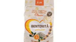 Asternut igienic pentru pisici Mr. Biffy, Bentonita naturala, Portocale, 5kg