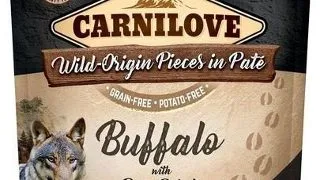 CARNILOVE Dog Pate Buffalo cu Petale de Trandafir 300g hrana umeda pentru caini Bivol cu petale de trandafir