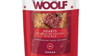 WOOLF Hearts Of Duck Or Chicken And Rice 100g recompense caini, din pui, rata si orez