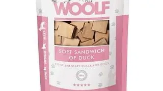WOOLF Soft Sandwich Of Duck 100g gustare moale din rata, pentru caini