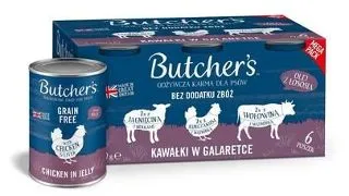 BUTCHER'S Original Recipe in jelly mix ficat sau rinichi 6x400 g bucati vita, miel si pui in aspic, hrana pentru caini