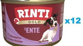 RINTI Gold Duck hearts Mini pachet conserve pentru caini 12x185 g cu rata