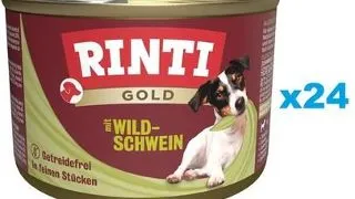 RINTI Gold Wild boar Mini cu mistret set conserve 24x185 g caini talie mica